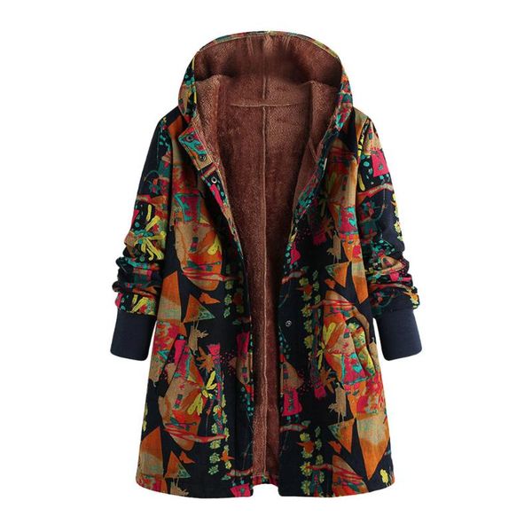 women's wool & blends women winter warm floral print hooded flower hoody vintage oversize coats padded outwear parkas abrigo mujer, Black
women's wool & blends women winter warm floral print hooded flower hoody vintage oversize coats padded outwear parkas abrigo mujer, Black