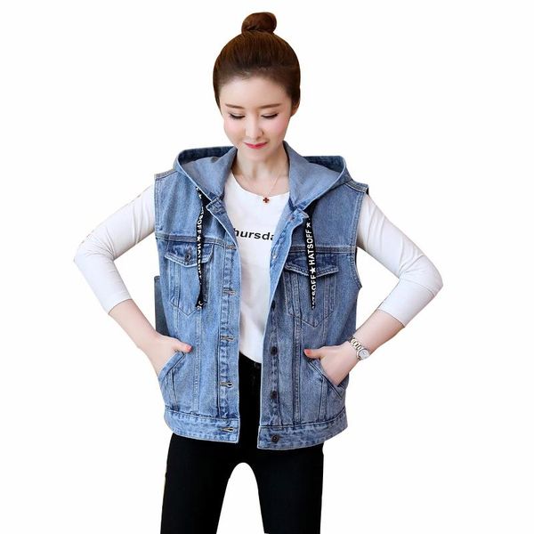 women's vests rlyaeiz 2021 autumn short denim vest korean fashion casual hooded printed basic sleeveless jeans jackets, Black;white
women's vests rlyaeiz 2021 autumn short denim vest korean fashion casual hooded printed basic sleeveless jeans jackets, Black;white
