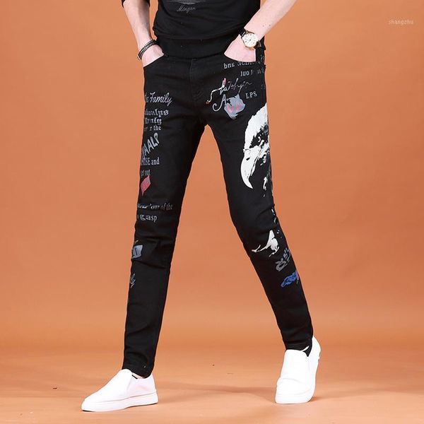 eagle printed jeans streetwear men stretch straight black jean, Blue
eagle printed jeans streetwear men stretch straight black jean, Blue
