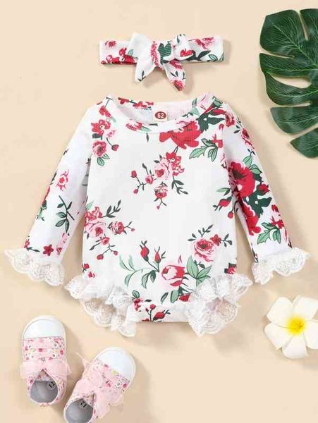 baby floral print embroidery mesh scallop trim bodysuit with headband she, Blue
baby floral print embroidery mesh scallop trim bodysuit with headband she, Blue