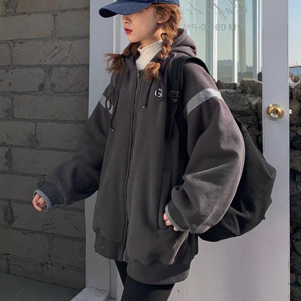 2021 new zip-up hoodie female plus veet sweater pockets oversized letter harajuku streetwear womens clothes in fashion gxcn, Black
2021 new zip-up hoodie female plus veet sweater pockets oversized letter harajuku streetwear womens clothes in fashion gxcn, Black