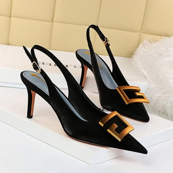 dress shoes french metal buckle small heel large 2021 middle sandals women's thin back trip strap pointed high heels, Black
dress shoes french metal buckle small heel large 2021 middle sandals women's thin back trip strap pointed high heels, Black