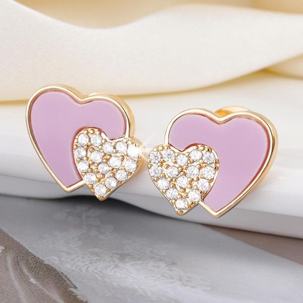 stud 2021 fashion korean love earrings for women pink enamel double heart earring jewelry statement female gift accessories, Golden;silver
stud 2021 fashion korean love earrings for women pink enamel double heart earring jewelry statement female gift accessories, Golden;silver