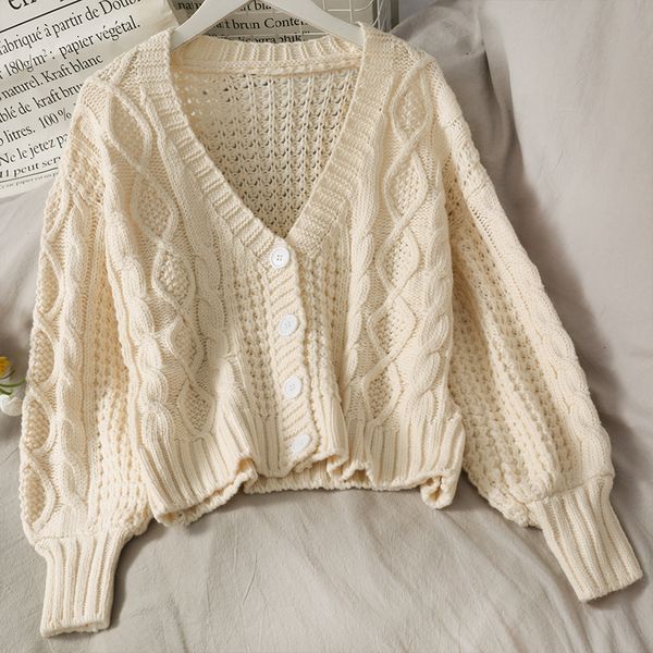 autumn winter women's sweater korean retro v-neck thick wool twist cardigan new solid color short female knitted coats ll813 210218, White;black
autumn winter women's sweater korean retro v-neck thick wool twist cardigan new solid color short female knitted coats ll813 210218, White;black