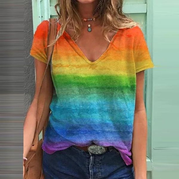 women's t-shirt selling fashion v-neck colorful printing pattern short-sleeved casual loose ladies tee shirts, White
women's t-shirt selling fashion v-neck colorful printing pattern short-sleeved casual loose ladies tee shirts, White