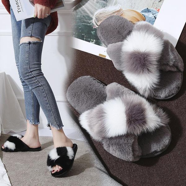 slippers outside fashion casual winter women fur flat with platform low shoes closed toe plaid concise slides, Black
slippers outside fashion casual winter women fur flat with platform low shoes closed toe plaid concise slides, Black