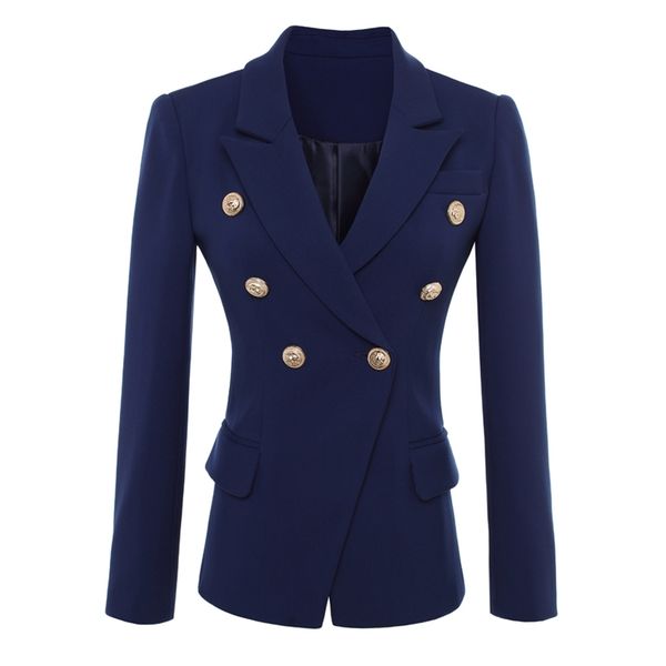 fashion designer blazer jacket women's gold buttons navy blue double breasted outerwear size s-4xl 211019, White;black
fashion designer blazer jacket women's gold buttons navy blue double breasted outerwear size s-4xl 211019, White;black
