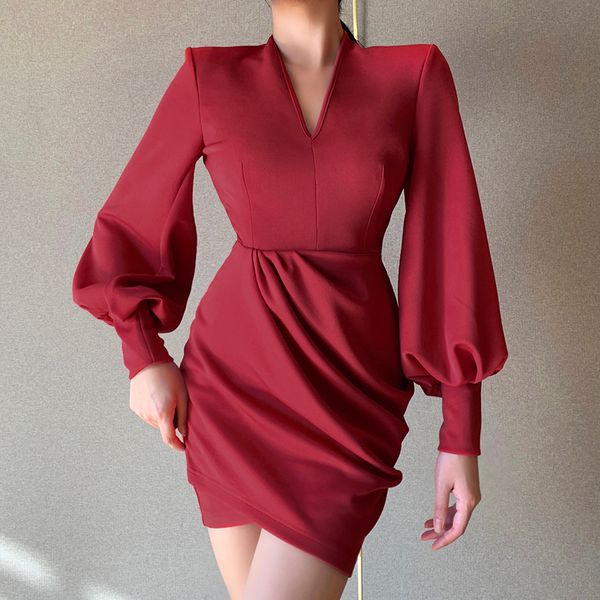 Casual Elegant Dress Women Red Party Puff Sleeve Ruched Autumn 2021 Fashion Mini Dress Vintage Streetwear V Neck Dress, Black;gray
Casual Elegant Dress Women Red Party Puff Sleeve Ruched Autumn 2021 Fashion Mini Dress Vintage Streetwear V Neck Dress, Black;gray