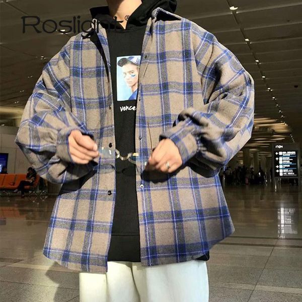 men's casual shirts plaid shirt men harajuku streetwear thick checked long sleeve male vintage korean fashion chemise homme, White;black
men's casual shirts plaid shirt men harajuku streetwear thick checked long sleeve male vintage korean fashion chemise homme, White;black