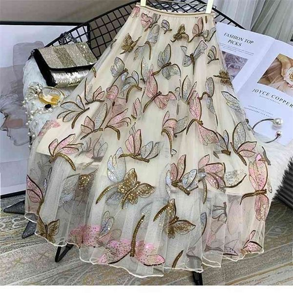 sequin mesh embroidery dragonfly long skirt women's spring and summer slim high waist pleated sweet midi tulle skirts female 210621, Black
sequin mesh embroidery dragonfly long skirt women's spring and summer slim high waist pleated sweet midi tulle skirts female 210621, Black