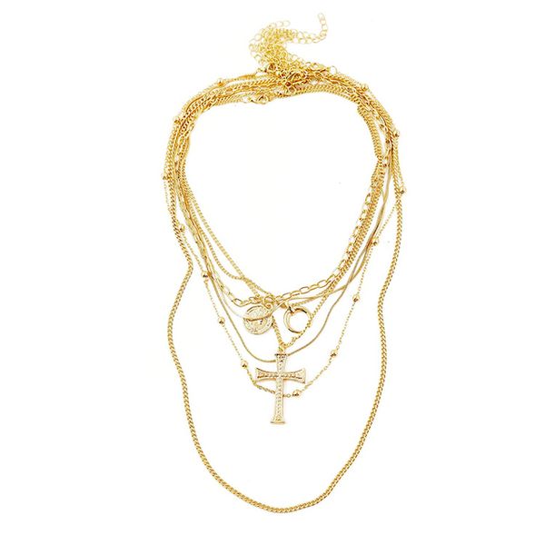retro cross gold coin pendant necklaces ethnic style necklace personality mix and match handmade clavicle chain multi-layer snake chain chok, Silver
retro cross gold coin pendant necklaces ethnic style necklace personality mix and match handmade clavicle chain multi-layer snake chain chok, Silver