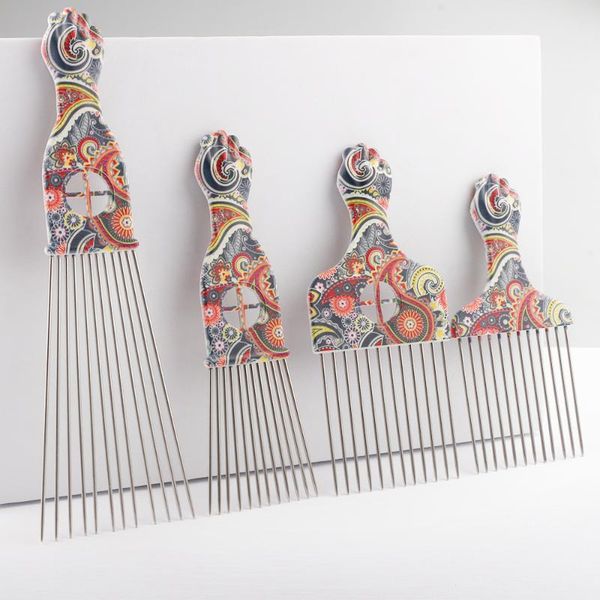 hair brushes stainless steel salon fork comb wide tooth styling african afro brush fist metal pins pick, Silver
hair brushes stainless steel salon fork comb wide tooth styling african afro brush fist metal pins pick, Silver