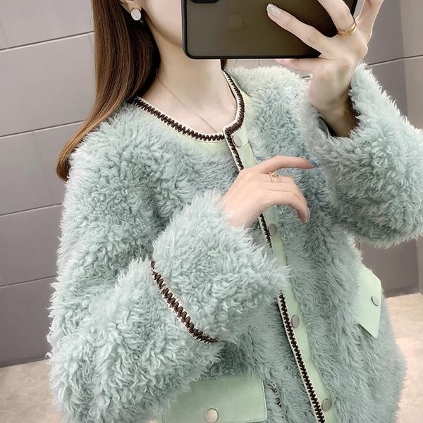 women's fur & faux shzq sheep shearing coat women fashion young lamb wool composite one medium long winter, Black
women's fur & faux shzq sheep shearing coat women fashion young lamb wool composite one medium long winter, Black
