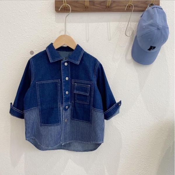jackets 2021 arrival girls boys striped patchwork denim coat autumn cotton full sleeve fashion kids jacket 3-8 years xy86, Blue;gray
jackets 2021 arrival girls boys striped patchwork denim coat autumn cotton full sleeve fashion kids jacket 3-8 years xy86, Blue;gray