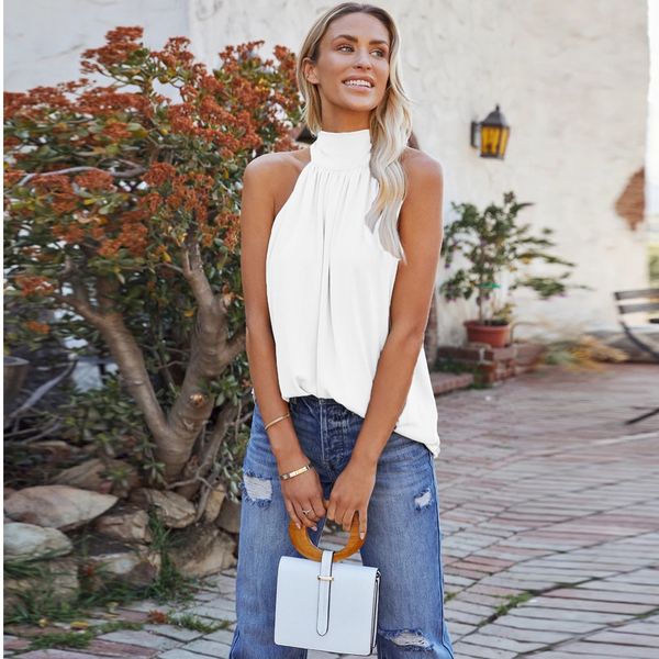 european and american women's clothing 2021 summer and autumn wide truffle shoulder stand collar hanging neck vest women, White
european and american women's clothing 2021 summer and autumn wide truffle shoulder stand collar hanging neck vest women, White
