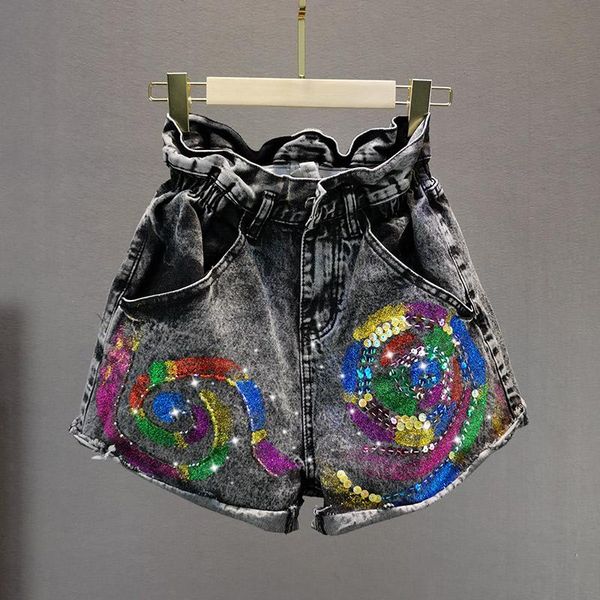 women's jeans shorts women 2021 summer european style loose high waist bronzing glitter cowboy female wide-leg, Blue
women's jeans shorts women 2021 summer european style loose high waist bronzing glitter cowboy female wide-leg, Blue