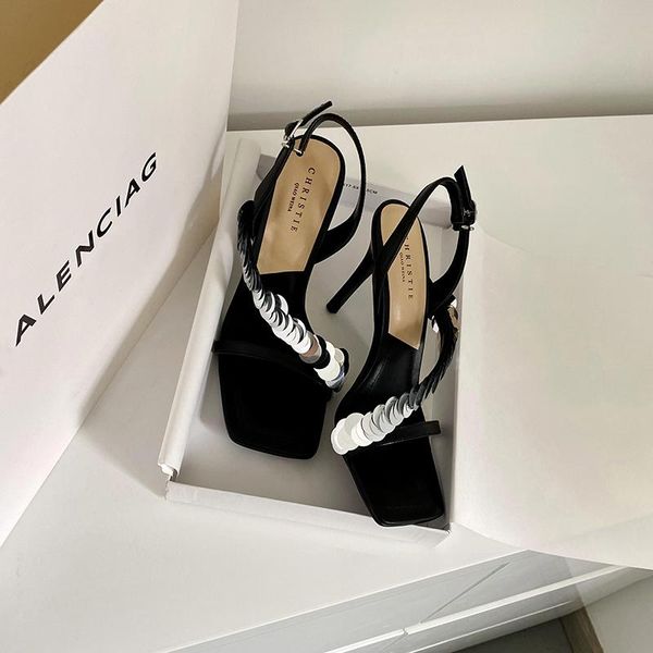 sandals li zixuan star's same one line high-heeled women's 2021 summer sequin shoes with thin heels, Black
sandals li zixuan star's same one line high-heeled women's 2021 summer sequin shoes with thin heels, Black