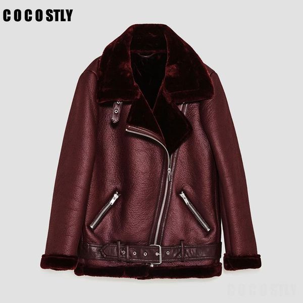 women's leather & faux jacket women winter coat lambs wool fur collar suede jackets shearling coats, Black
women's leather & faux jacket women winter coat lambs wool fur collar suede jackets shearling coats, Black