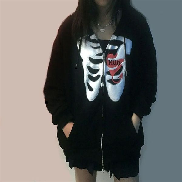 stylish bone pattern zipper up hoodies streetwear oversized hooded sweatshirt women long sleeve casual harajuku graphic outwear 210826, Black
stylish bone pattern zipper up hoodies streetwear oversized hooded sweatshirt women long sleeve casual harajuku graphic outwear 210826, Black