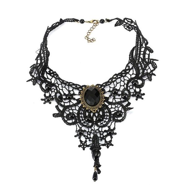 chokers gothic black stone lace neck choker necklace vintage victorian women chocker steampunk halloween jewelry, Golden;silver
chokers gothic black stone lace neck choker necklace vintage victorian women chocker steampunk halloween jewelry, Golden;silver