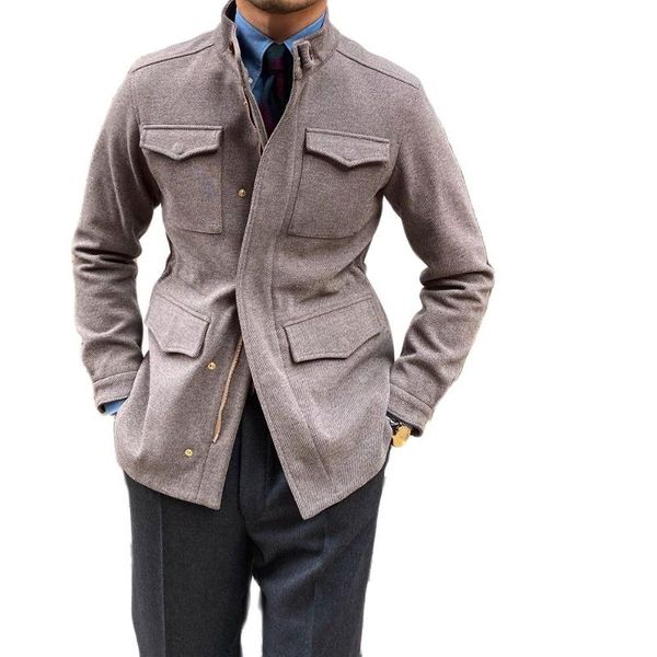 men's jackets classic safari jacket multi-pockets stand collar slim fit autumn and winter casual military vintage clothes for man, Black;brown
men's jackets classic safari jacket multi-pockets stand collar slim fit autumn and winter casual military vintage clothes for man, Black;brown