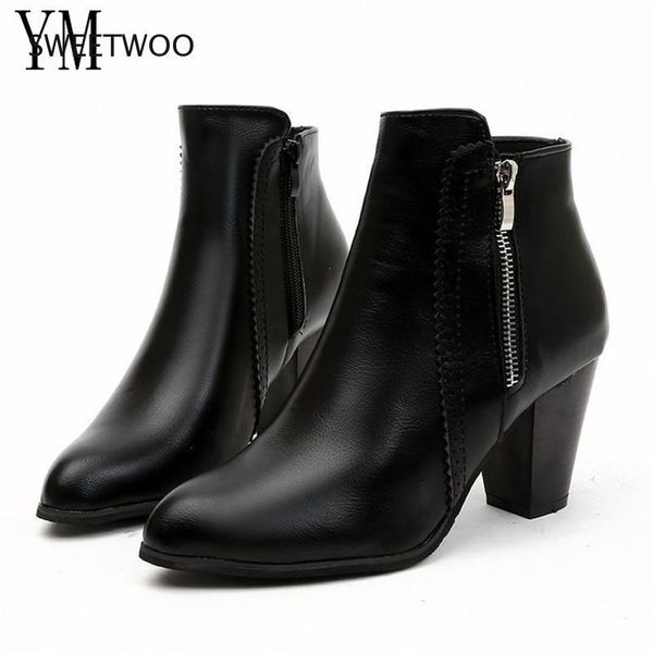 boots women ankle fashion pu leather high heel 8cm ladies shoes side zipper short for, Black
boots women ankle fashion pu leather high heel 8cm ladies shoes side zipper short for, Black