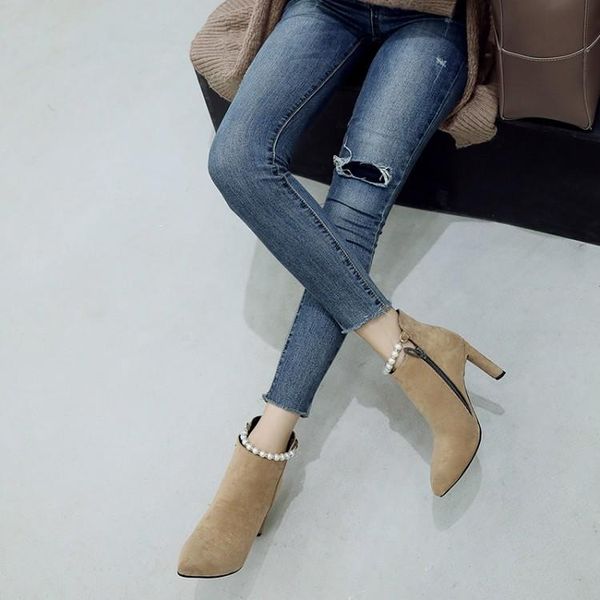 boots oversized women shoes ankle for ladies pearl trim metal side zipper solid color, Black
boots oversized women shoes ankle for ladies pearl trim metal side zipper solid color, Black