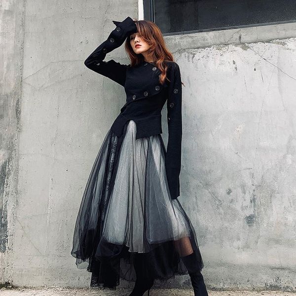 2021 gothic lace patchwork pleated women black high elastic waist ankle length skirt female chic mesh party skirts streetwear z7qk
2021 gothic lace patchwork pleated women black high elastic waist ankle length skirt female chic mesh party skirts streetwear z7qk