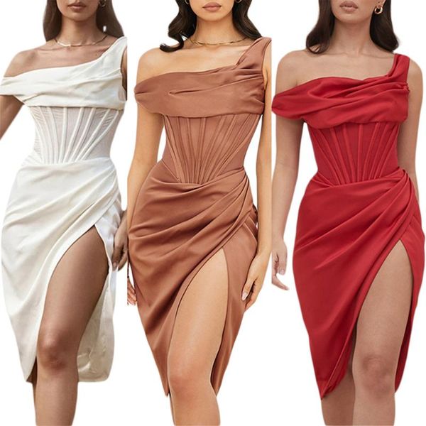 casual dresses 2021 women irregular corset dress adults one-shoulder sleeveless solid color high slit satin white/ red/ brown s//l/xl, Black;gray
casual dresses 2021 women irregular corset dress adults one-shoulder sleeveless solid color high slit satin white/ red/ brown s//l/xl, Black;gray