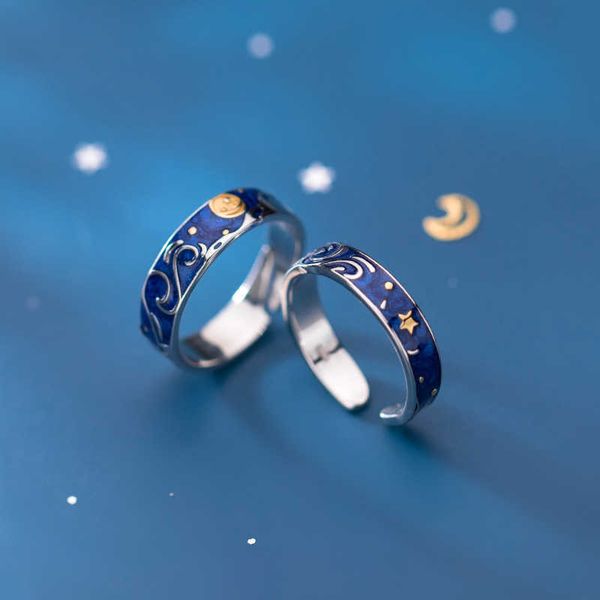 star moon starry night van gogh open adjustable sterling silver 925 ring for men women original lovers rings fine jewelry 210707
star moon starry night van gogh open adjustable sterling silver 925 ring for men women original lovers rings fine jewelry 210707