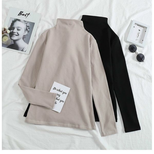 2021 new women's 8-color long sleeve t-shirt, retro high collar, solid color, autumn and winter, large, korean harajuku clothing esk0, White
2021 new women's 8-color long sleeve t-shirt, retro high collar, solid color, autumn and winter, large, korean harajuku clothing esk0, White