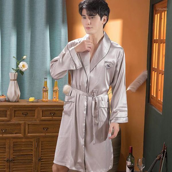 men's sleepwear satin nightwear summer men kimono morning robe gown oversized nightdress lapel bathrobe loose intimate lingerie, Black;brown
men's sleepwear satin nightwear summer men kimono morning robe gown oversized nightdress lapel bathrobe loose intimate lingerie, Black;brown