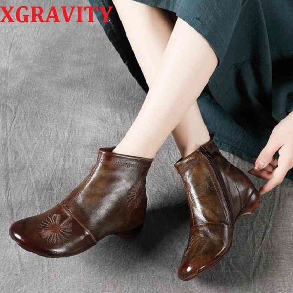 xgravity original hand-made ladies short heel boots zipper round toe ankle fashion casual women leisure 210429, Black
xgravity original hand-made ladies short heel boots zipper round toe ankle fashion casual women leisure 210429, Black