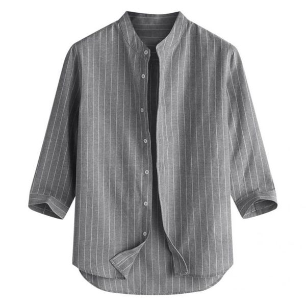 men's casual shirts shirt streetwear stylish loose striped stand collar, White;black
men's casual shirts shirt streetwear stylish loose striped stand collar, White;black