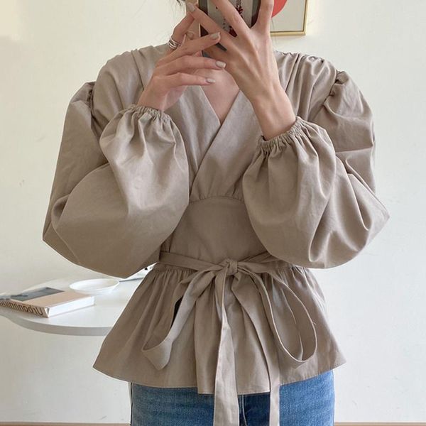 chic blouse women shirt long sleeve deep v-neck elegant solid ladies casual blouses autumn sweet fashion blouse streetwear, White
chic blouse women shirt long sleeve deep v-neck elegant solid ladies casual blouses autumn sweet fashion blouse streetwear, White