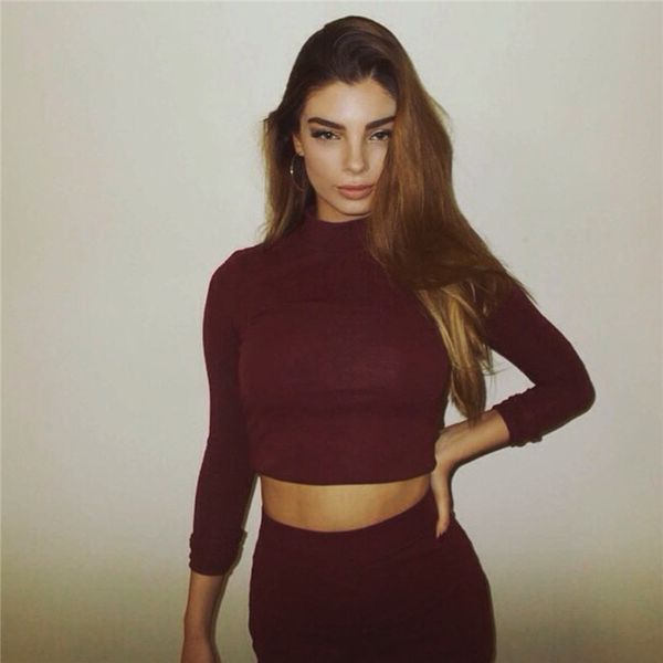 two piece set women crop slim bodycon nigthclub pencil dress women long sleeve 2 piece outfit matching sets, Black;gray
two piece set women crop slim bodycon nigthclub pencil dress women long sleeve 2 piece outfit matching sets, Black;gray