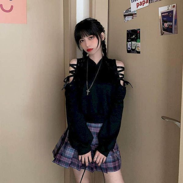 women's hoodies & sweatshirts lace-up hollow slim long-sleeved short v-neck hooded sweatshirt women loose ins korean clothes for teens, Black
women's hoodies & sweatshirts lace-up hollow slim long-sleeved short v-neck hooded sweatshirt women loose ins korean clothes for teens, Black