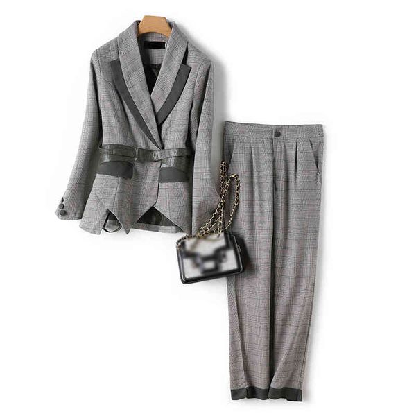 women's two piece pants twotwinstyle plaid casual set for women v neck long sleeve sashes high waist ol sets female fall o7mm, White
women's two piece pants twotwinstyle plaid casual set for women v neck long sleeve sashes high waist ol sets female fall o7mm, White