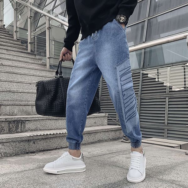 spring and autumn 9-point denim pants men's korean fashion loose and versatile casual pants net red tide brand harlan leggings, Blue
spring and autumn 9-point denim pants men's korean fashion loose and versatile casual pants net red tide brand harlan leggings, Blue