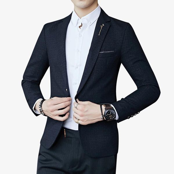 men's suits & blazers iwhanker men business casual slim fit blazer single button mens jacket classic solid color coat, White;black
men's suits & blazers iwhanker men business casual slim fit blazer single button mens jacket classic solid color coat, White;black