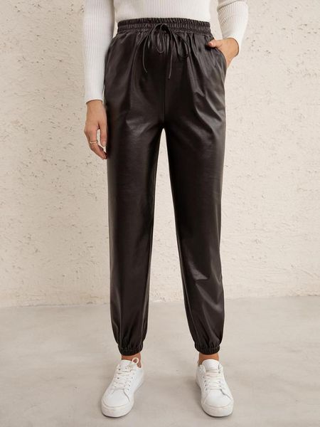women's pants & capris women leather drawstring high elastic waist for solid color comfortable simple casual style pant, Black;white
women's pants & capris women leather drawstring high elastic waist for solid color comfortable simple casual style pant, Black;white