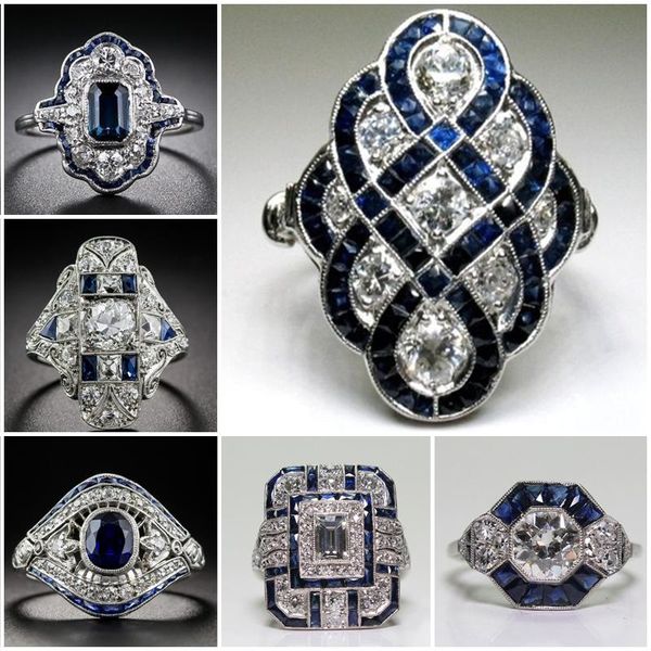 cluster rings luxury white stone for women wedding gift dark blue silver ring fashion jewelry bague femme girl anillos mujer z5t572, Golden;silver
cluster rings luxury white stone for women wedding gift dark blue silver ring fashion jewelry bague femme girl anillos mujer z5t572, Golden;silver