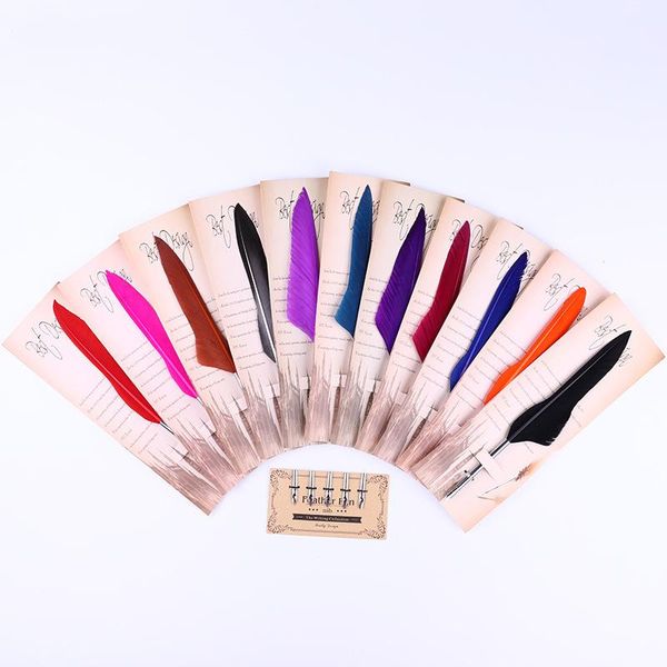 colorful feather pen set office signature dip fountain pen with 5 nib writing stationery metal birthday gift
colorful feather pen set office signature dip fountain pen with 5 nib writing stationery metal birthday gift