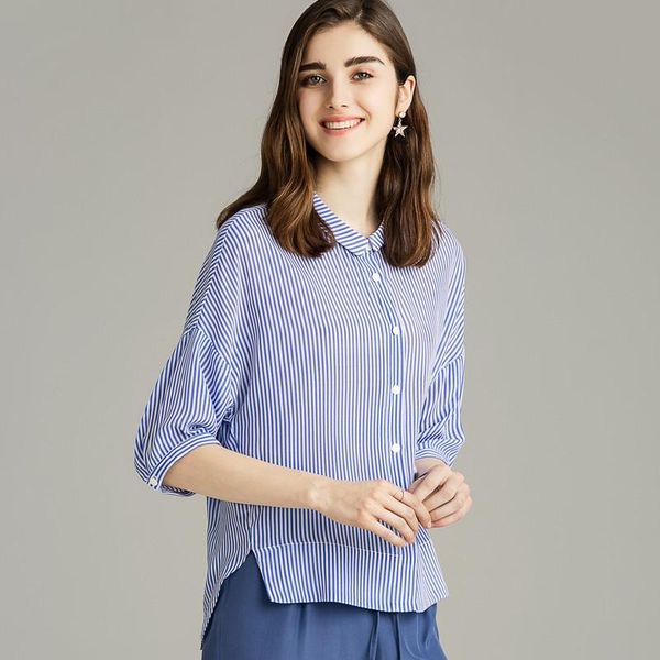 women's blouses & shirts summer natural silk shirt 100% mulberry women turndown collor striped blouse l xl, White
women's blouses & shirts summer natural silk shirt 100% mulberry women turndown collor striped blouse l xl, White