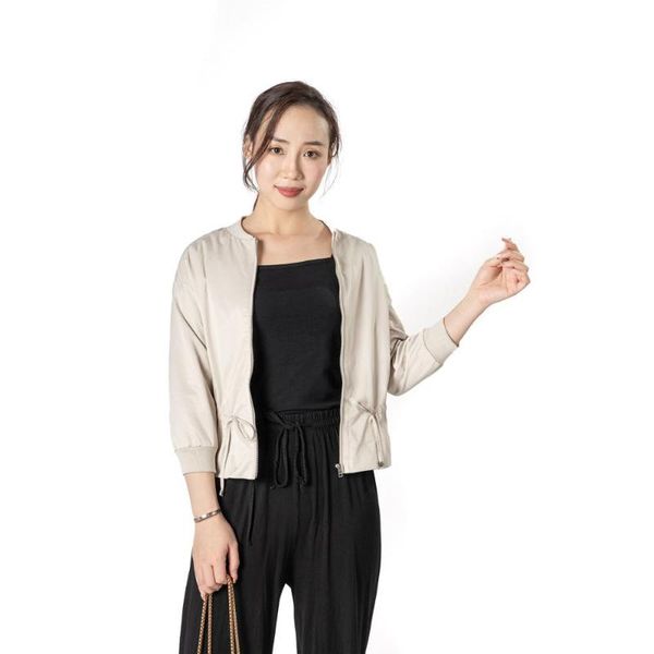 women's jackets summer 2021 ladies jacket with zipper cardigan slim, round collar. oem clothes manufactory, Black;brown
women's jackets summer 2021 ladies jacket with zipper cardigan slim, round collar. oem clothes manufactory, Black;brown