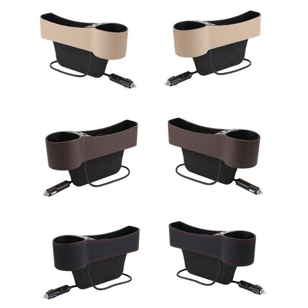 car organizer seat interval storage box with dual usb interface and cup holder 094d