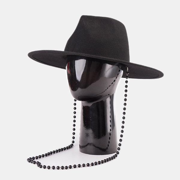 wide brim hats king wheat 2021 winter chain decoration black wool women fedora men jazz hat stage show felt cap fashion outdoor top, Blue;gray
wide brim hats king wheat 2021 winter chain decoration black wool women fedora men jazz hat stage show felt cap fashion outdoor top, Blue;gray