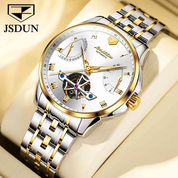 jsdun original automatic watch men mechanical sapphire mirror luxury skeleton watches stainless steel waterproof wristwatch 50m, Slivery;brown
jsdun original automatic watch men mechanical sapphire mirror luxury skeleton watches stainless steel waterproof wristwatch 50m, Slivery;brown