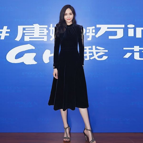 fashion runway autumn new style women vintage elegant mesh patchwork long sleeve party chic midi velvet dress cthu, Black;gray
fashion runway autumn new style women vintage elegant mesh patchwork long sleeve party chic midi velvet dress cthu, Black;gray