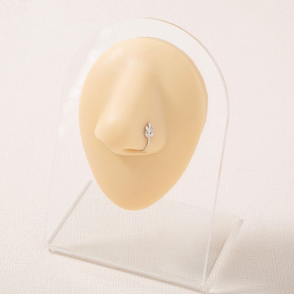 new style personalized fashion puncture ornament non perforated false clip micro inlaid zircon u-shaped leaf nose ring, Silver
new style personalized fashion puncture ornament non perforated false clip micro inlaid zircon u-shaped leaf nose ring, Silver